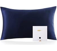 ZIMASILK - Federa per cuscino, 100% seta, delicata sui capelli e sulla pelle, double-face, 19 momme, in pura seta di gelso, con cerniera, 1 pezzo (50 x 70 cm, blu scuro)