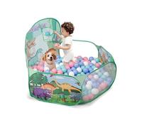 ZimiTeda Vasca Palline per Bambini con Gattini e Cagnolini - con Canestro da Basket, Pieghevole, per Interni/Esterni - 120 cm (Palline Non Incluse) (Dinosaur)