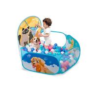 ZimiTeda Vasca Palline per Bambini con Gattini e Cagnolini - con Canestro da Basket, Pieghevole, per Interni/Esterni - 120 cm (Palline Non Incluse)
