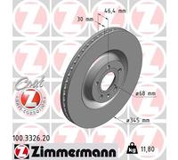 1X Disco Freno Zimmermann 100.3326.20 Coat Z per Audi Assale Anteriore