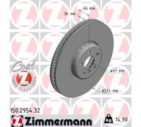 ZIMMERMANN Disco freno 150.2954.32 Ventilato anteriore sinistro per BMW