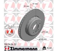 2x Disco freno ventilazione interna 150.3434.32 ZIMMERMANN per BMW 5 Touring 5 6