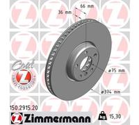 ZIMMERMANN 1x Disco Freni Anteriore Ø374 MM Ventilazione Interna per BMW