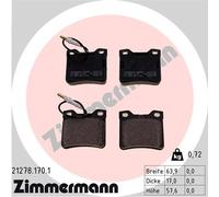 ZIMMERMANN 21278.170.1 Kit pastiglie freno, Freno a disco per PEUGEOT