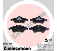 ZIMMERMANN 21576.205.1 Kit pastiglie freno, Freno a disco per MERCEDES-BENZ,VW