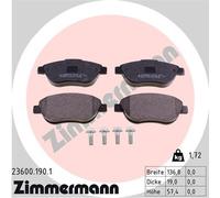 ZIMMERMANN 23600.190.1 Kit pastiglie freno, Freno a disco per CITROËN,CITROËN (D