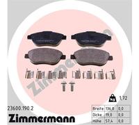 ZIMMERMANN 23600.190.2 Kit pastiglie freno, Freno a disco per CITROËN,FIAT,LANCI
