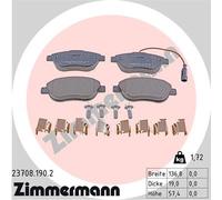 ZIMMERMANN 23708.190.2 Kit pastiglie freno, Freno a disco per ABARTH,CITROËN,FIA