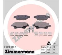 ZIMMERMANN 23930.180.2 Kit pastiglie freno, Freno a disco per RENAULT