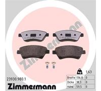 ZIMMERMANN 23930.980.1 Kit pastiglie freno, Freno a disco per RENAULT
