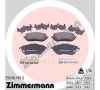 ZIMMERMANN 25698.190.2 Kit pastiglie freno, Freno a disco per TOYOTA