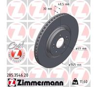ZIMMERMANN Dischi freno anteriori 285.3546.20 ventilazione interna 2x per Hyundai Ioniq 5 KIA EV6