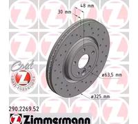 2 x ZIMMERMANN 290.2269.52 Disco freno per JAGUAR,JAGUAR (CHERY),LAND ROVER