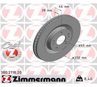 ZIMMERMANN 2X Dischi Dei Freni Anteriori Ø320 Ventilati Per Mitsubishi Eclipse
