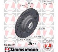 ZIMMERMANN 2x Dischi Freno Anteriore Ventilato Rivestito per BMW 3er Touring E91