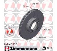 ZIMMERMANN 2x Dischi Freno Anteriore Ventilato Rivestito per Porsche Cayenne 9YA