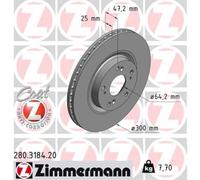 ZIMMERMANN 2X Dischi Freno Anteriori Ø300 Mm Per Honda CR-V II RD_ 2.0 2.2 CTDI