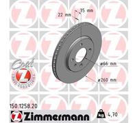 ZIMMERMANN 2x Disco Freni Anteriore Ø260 MM per BMW 3er Cabriolet E30 320i
