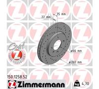 ZIMMERMANN 2x Disco Freni Anteriore Ø260 MM per BMW 3er Cabriolet E30 320i 318i