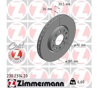 ZIMMERMANN 2x Disco Freni Anteriore Ø281 MM Ventilazione Interna per Fiat