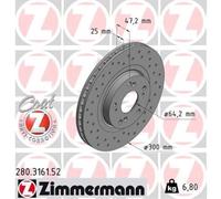 ZIMMERMANN 2x Disco Freni Anteriore Ø300 MM per Honda VII Civic Hatchback Ue EP.