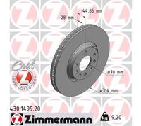 ZIMMERMANN 2x Disco Freni Anteriore Ø314 Di MM per Saab 9-3 Cabriolet YS3F 1.8 T
