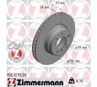 ZIMMERMANN 2x Disco Freni Anteriore Ø316 MM Ventilazione Interna per BMW 7er E38
