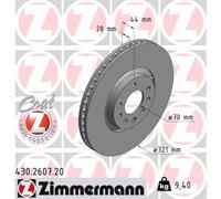 ZIMMERMANN 2x Disco Freni Anteriore Ø321 MM per Opel Astra H L48 2.0 Turbo