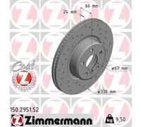 ZIMMERMANN 2x Disco Freni Anteriore Ø330 MM Ventilazione Interna Forata per BMW