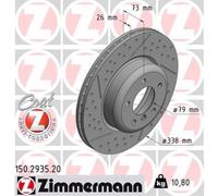 ZIMMERMANN 2x Disco Freni Anteriore Ø338 MM Rivestito per BMW 1er E87 116i