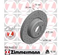 ZIMMERMANN 2x Disco Freni Anteriore Ø338 MM Ventilazione Interna Forati per BMW
