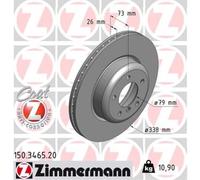 ZIMMERMANN 2x Disco Freni Anteriore Ø338 MM Ventilazione Interna per BMW 1er