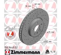 ZIMMERMANN 2x Disco Freni Anteriore Ø365 MM Ventilazione Interna Forati per BMW