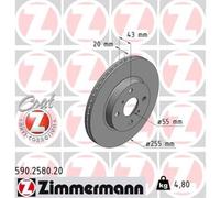 ZIMMERMANN 2X Disco Freno Anteriore Ø255 Mm Per Toyota Yaris _P1_ 1.3 SCP1_