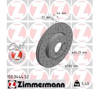 ZIMMERMANN 2X Disco Freno Anteriore Ø280 Mm Per MINI Mini R56 Cooper One R59 R57
