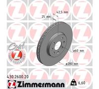 ZIMMERMANN 2X Disco Freno Anteriore Ø280 Mm Ventilato Per Opel Meriva Combo