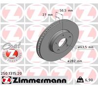 ZIMMERMANN 2X Disco Freno Anteriore Ø282 Ventilato Per Ford Focus IV