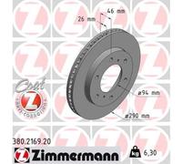 ZIMMERMANN 2x Disco Freno Anteriore Ø290 Mm Ventilato Per Mitsubishi Pajero IV