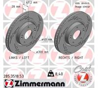 ZIMMERMANN 2X Disco Freno Anteriore Ø300 Ventilato Fessurato Per Hyundai IX35