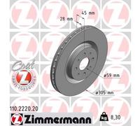 ZIMMERMANN 2X Disco Freno Anteriore Ø305 Mm Ventilato Per Alfa Romeo Mito 955