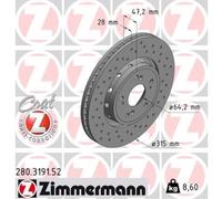 ZIMMERMANN 2X Disco Freno Anteriore Ø315 Ventilato Per Honda CR-V IV RM_