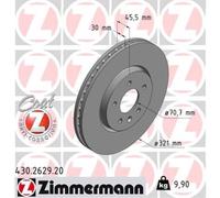 ZIMMERMANN 2X Disco Freno Anteriore Ø321 Mm Ventilato Per Opel Astra J P10 2.0