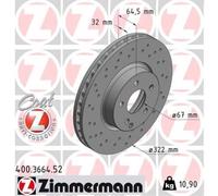 ZIMMERMANN 2X Disco Freno Anteriore Ø322 Mm Per Mercedes-Benz E-Klasse T-Modello