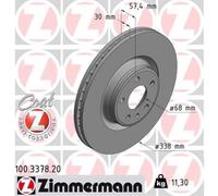 ZIMMERMANN 2X Disco Freno Anteriore Ø338 Mm Ventilato Per Audi A4 Avant 8W5