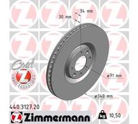 ZIMMERMANN 2X Disco Freno Anteriore Ø340 Mm Ventilato Per Citroën DS5 DS4 DS