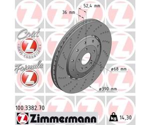 ZIMMERMANN 2X Disco Freno Anteriore Ø390 Mm Per Audi A6 Avant 4G5 C7 4GD RS6