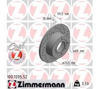ZIMMERMANN 2X Disco Freno Posteriore Ø245 Mm Per Audi 80 8C B4 2.0 89 89Q 8A