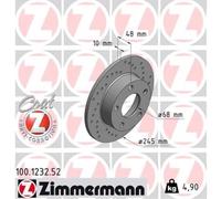 ZIMMERMANN 2x Disco Freno Posteriore Ø245 MM per VW Passat Variant 3B6 1.9