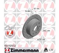 ZIMMERMANN 2x Disco Freno Posteriore Ø258 MM per BMW 3er Cabriolet E30 320i