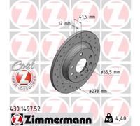 ZIMMERMANN 2x Disco Freno Posteriore Ø278 MM per Opel Vectra C Saab 9-3